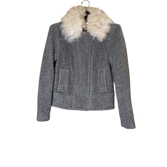 Rebecca Taylor Jackets & Blazers - Rebecca Taylor Shearling Collar Moto/Bomber Zip Front Jacket sz 6